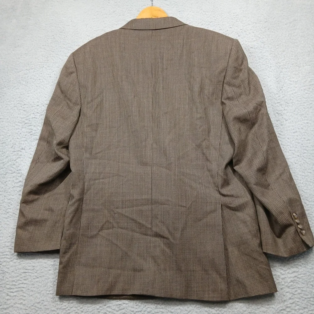 Jos A‎ Bank Traveler's Collection Brown Houndstooth Wool Blazer 44R Tailored Fit